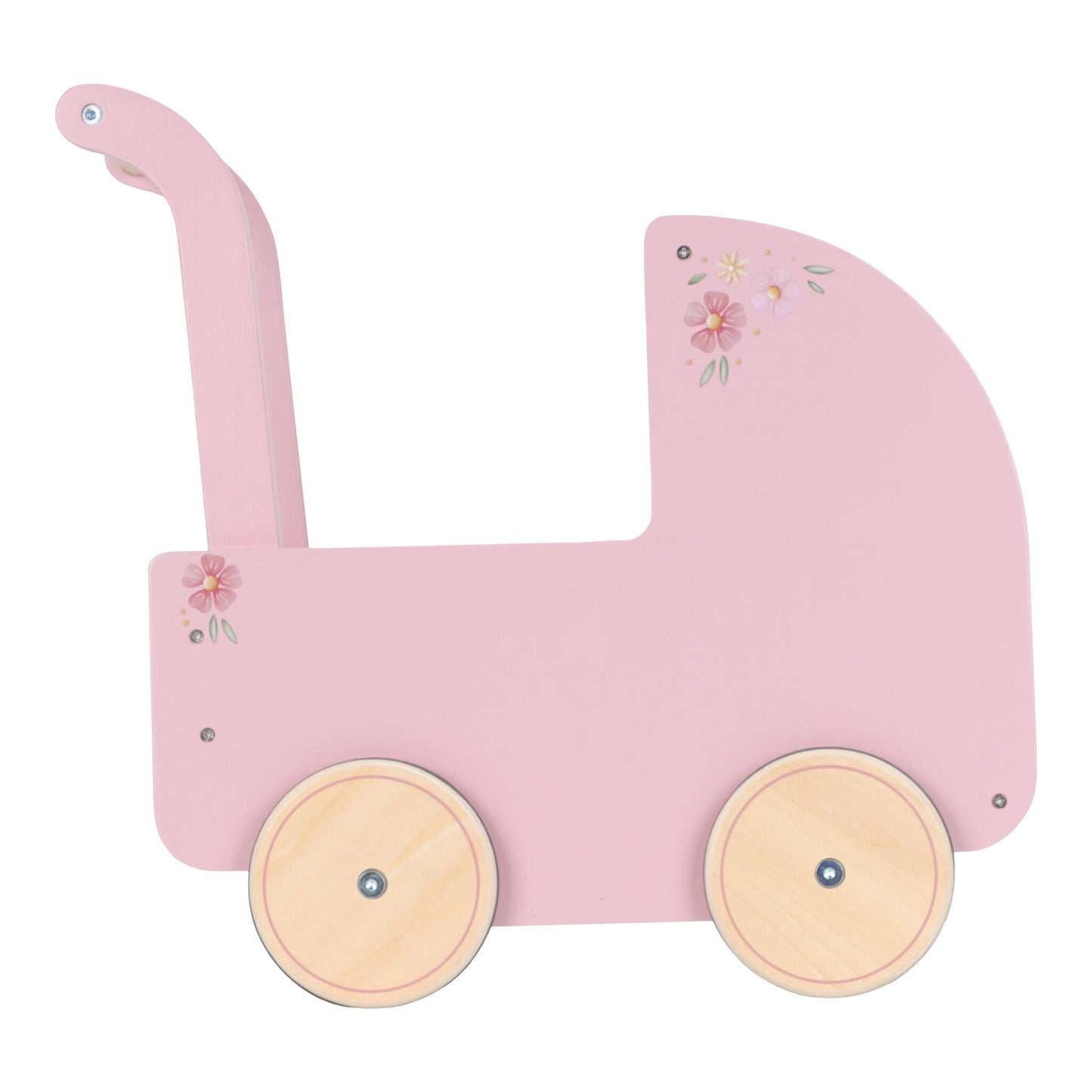 Wooden Doll Pram with Textiles - Pink