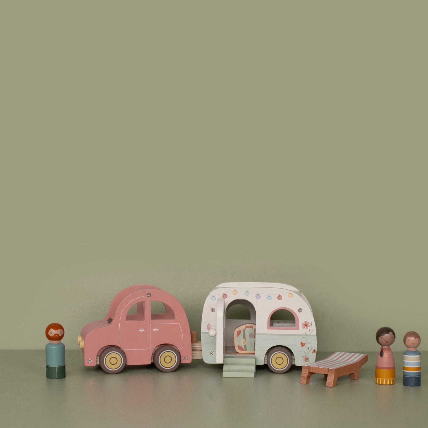 Wooden Toy Car With Caravan