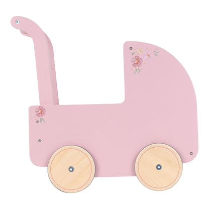 Wooden Doll Pram with Textiles - Pink