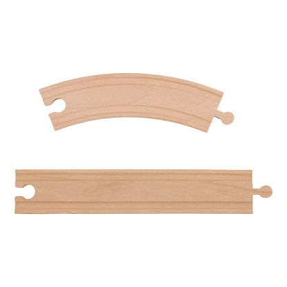 Two wooden train tracks on a white background