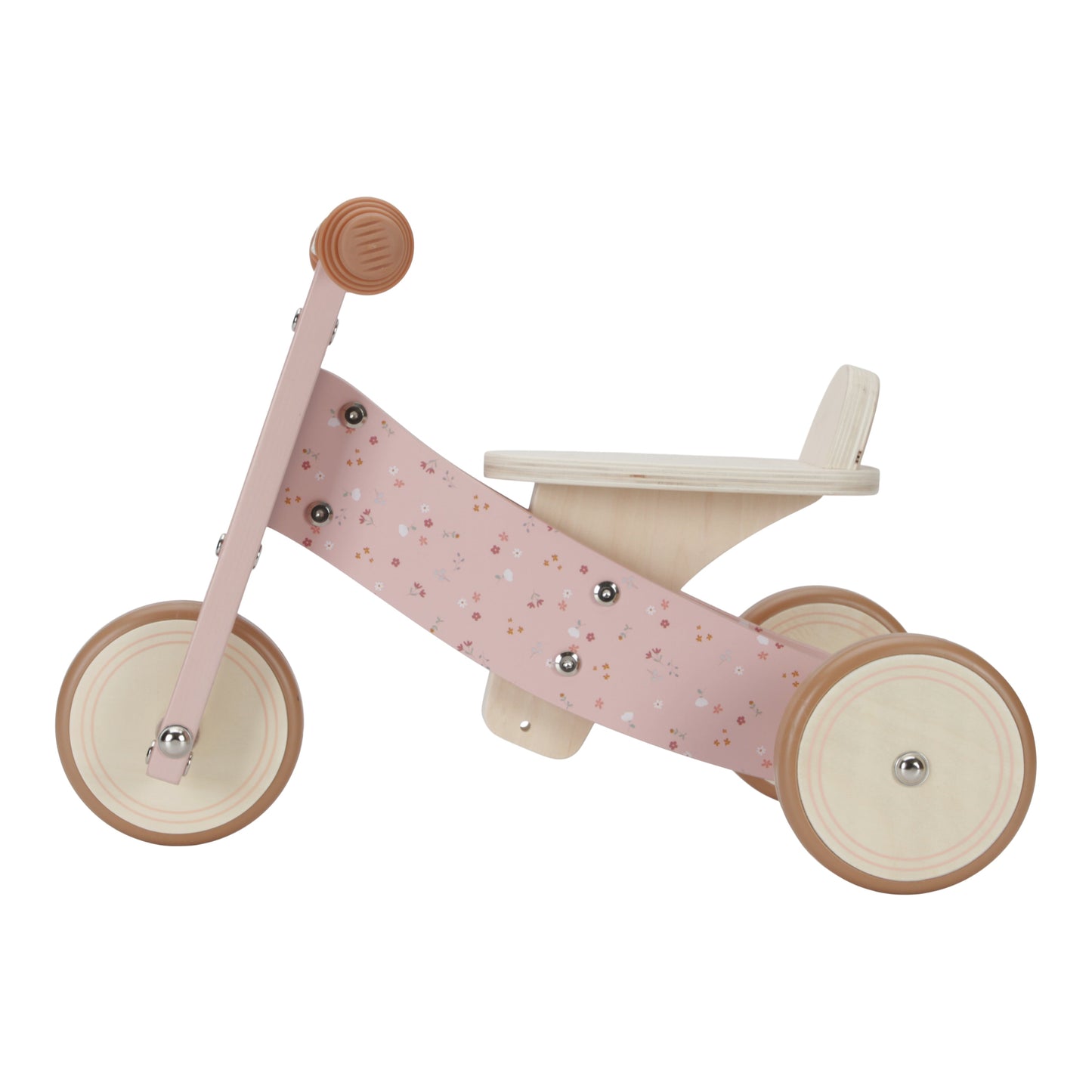 Little Dutch Wooden Tricycle With Rubber Handles - Pink