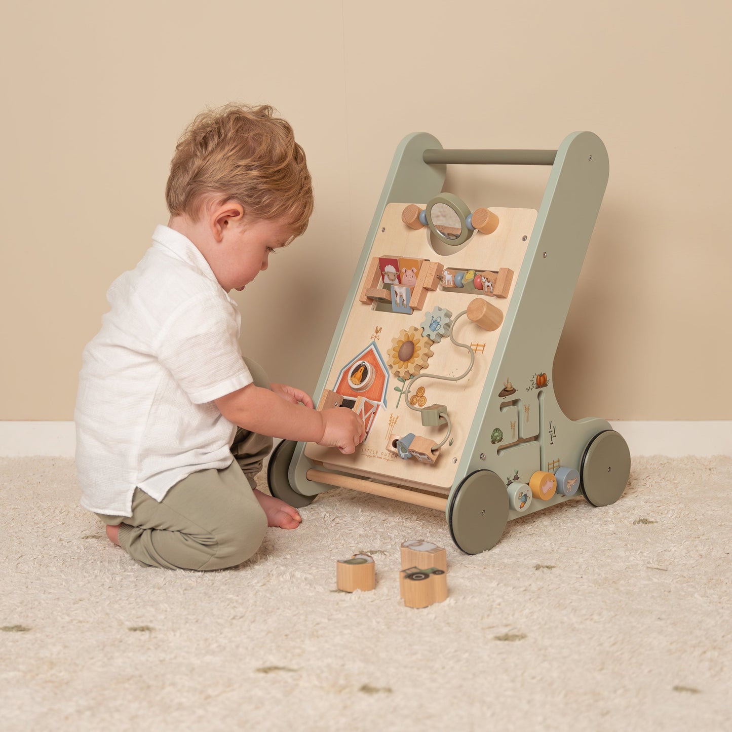 Little Dutch Little Farm Multi-Activity Wooden Baby Walker