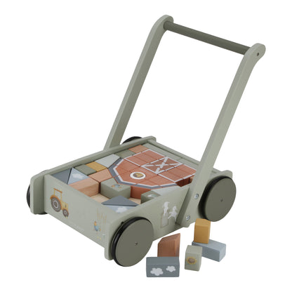 Little Dutch Little Farm Block Trolley Wooden Baby Walker