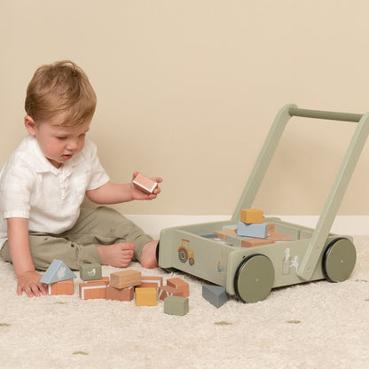 Little Dutch Little Farm Block Trolley Wooden Baby Walker