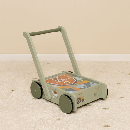 Little Dutch Little Farm Block Trolley Wooden Baby Walker