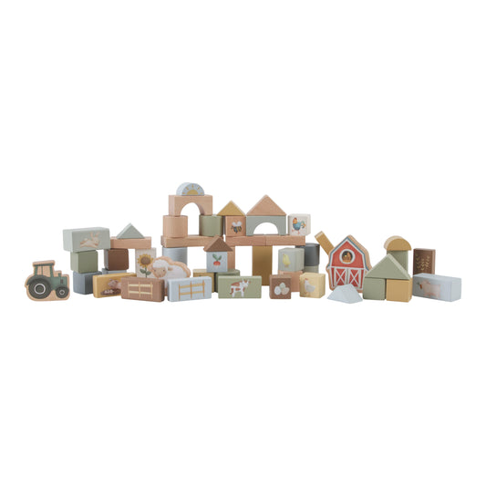 Little Dutch Little Farm Wooden Building Blocks 50 Pieces