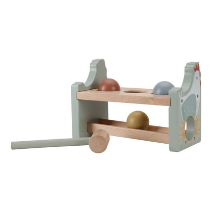 Little Dutch Little Farm Kids Wooden Pounding Bench with Rolling Balls Toy