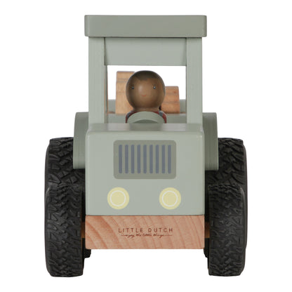 Little Dutch Little Farm Tractor With Trailer Wooden Baby Toy