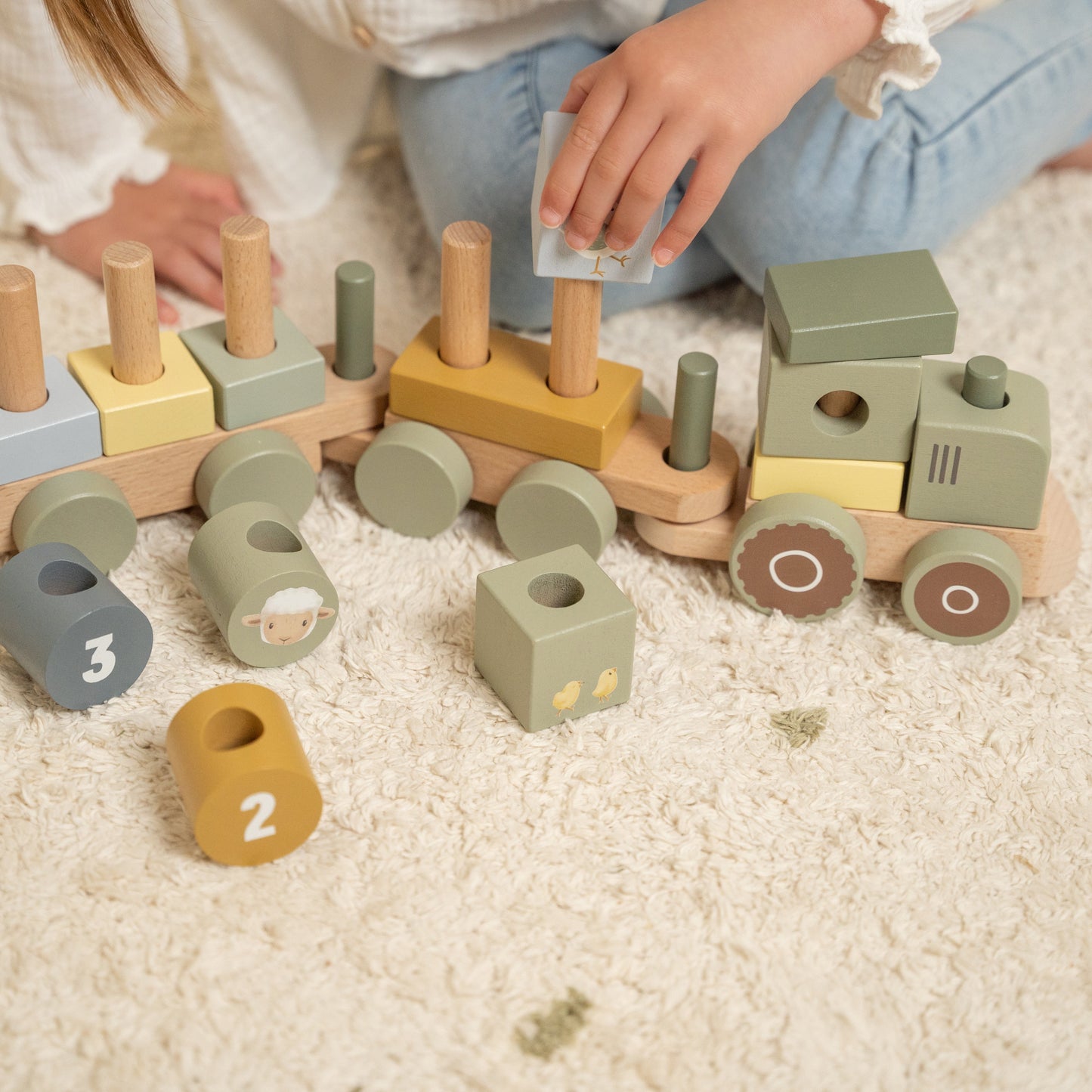 Little Dutch Little Farm Wooden Stacking Train Tractor Baby Toy