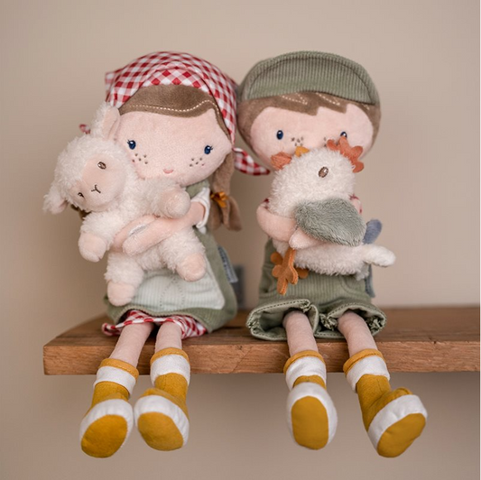 Cuddle Doll Farmer Jim With Chicken 35cm
