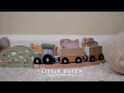 Little Dutch Little Farm Wooden Train Track Baby Toy Set