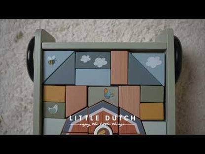 Little Dutch Little Farm Block Trolley Wooden Baby Walker